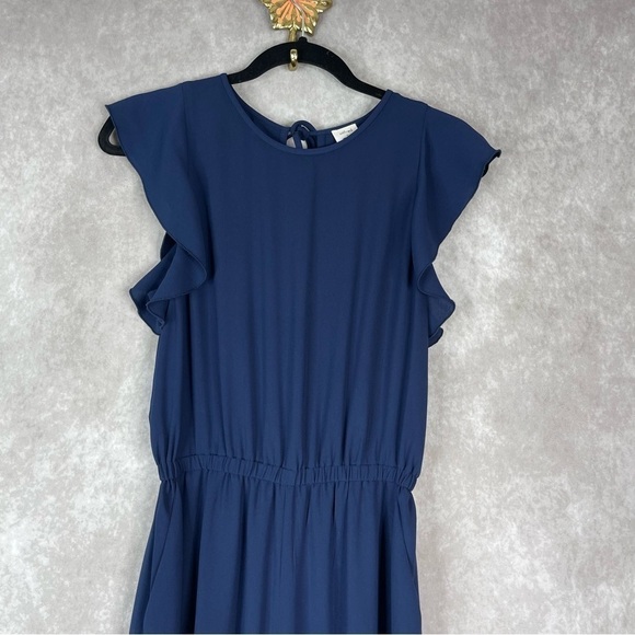 Wilfred Aritzia Fleurette Ruffled Wide-Leg Jumpsuit Navy Blue Women's Size S - Picture 3 of 10